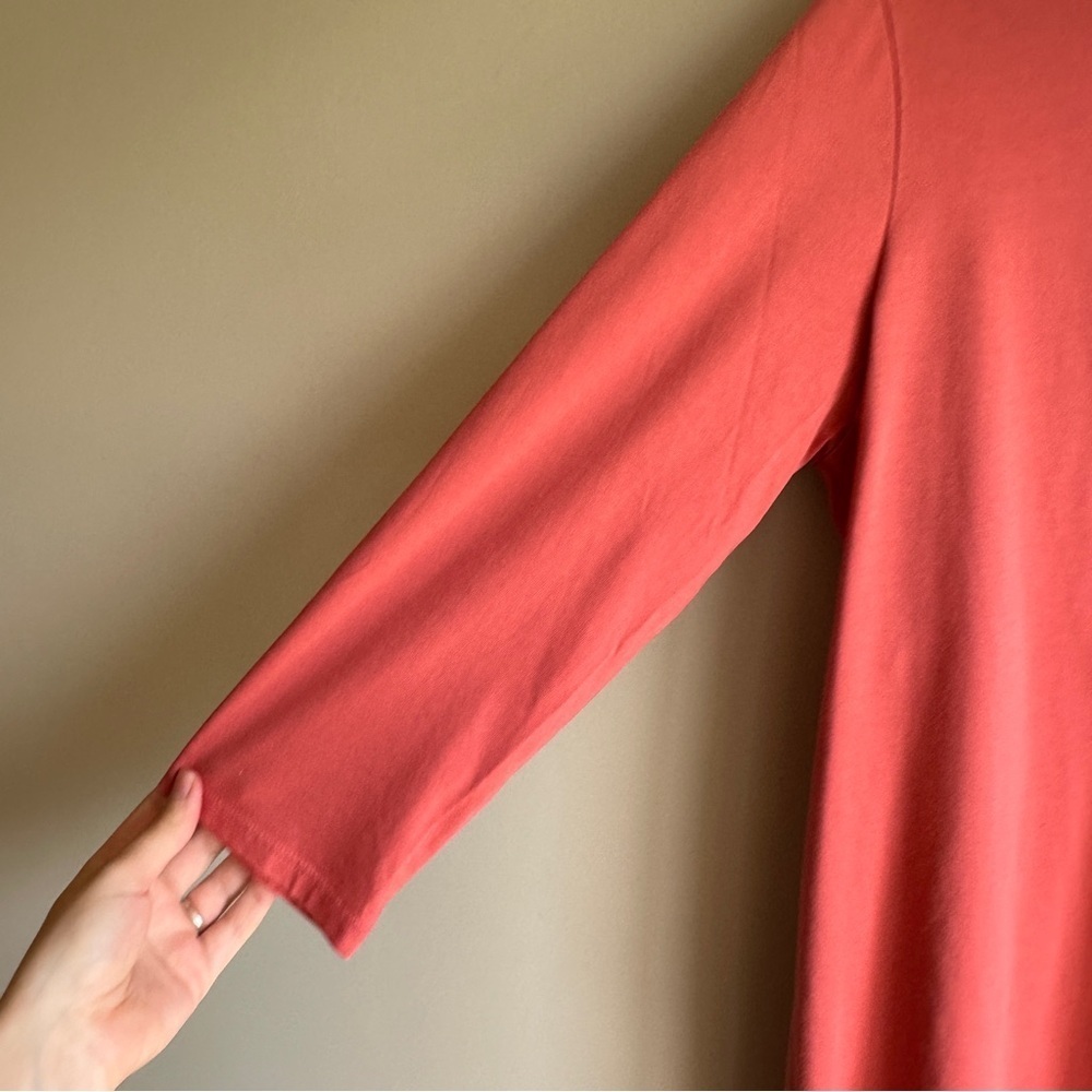 Land’s End Pink Salmon 100% Cotton Medium Tall 3/4 Sleeve T-Shirt - Picture 7 of 10